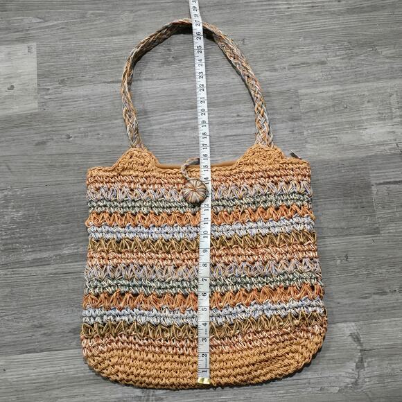 Sun 'N' Sand Straw Woven Shoulder Bag Zip Closure Multi Color Purse - Picture 6 of 7
